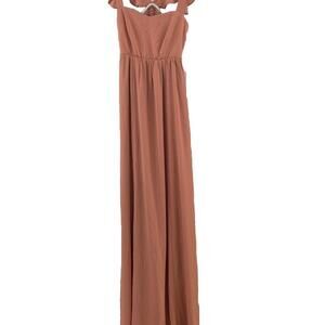 Show Me Your Mumu Wedding Maxi Dress Ruffle Neck Rustic Mauve Pink Size Small